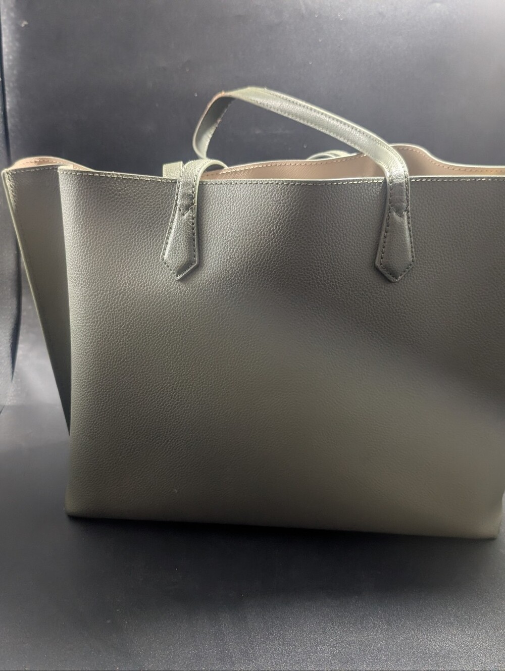 Quince Italian Leather Triple Compartment Shopper Tote Olive Green - Picture 3 of 9